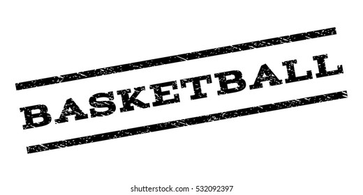 Basketball watermark stamp. Text tag between parallel lines with grunge design style. Rubber seal stamp with dirty texture. Vector color ink imprint on a white background.