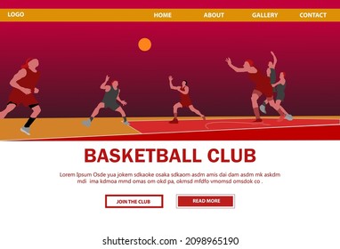 Basketball web design template flat illustration