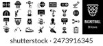 Basketball Web Icons. Basketball Hoop, Stadium, Basketball Jersey, Ball, Basketball Equipment. Vector in Line Style Icons