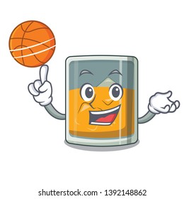 With basketball whiskey the in a cartoon glass