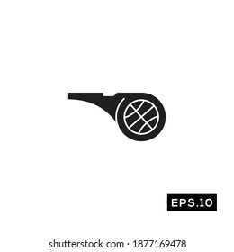 Basketball whistle Icon. Basketball Silhouette Sign Logo Vector