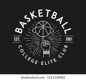 Basketball white on black is a vector illustration about sport