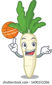 With basketball white radish in the character shape