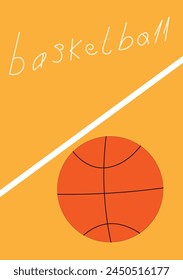 basketball white text on an orange background,