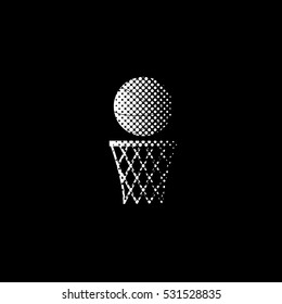basketball - white vector icon;  halftone illustration
