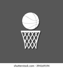 basketball - white vector icon  with shadow