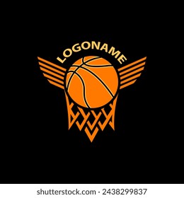 vector de diseño de logotipo de ala de baloncesto