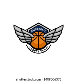 Basketball Wing Logo Emblem Design Template Vector