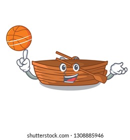 With basketball wooden boat in the cartoon shape