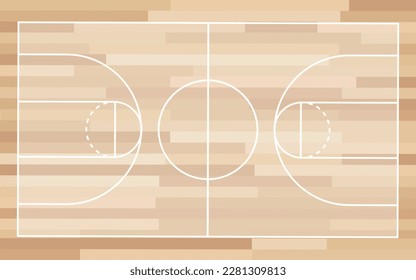 Basketball wooden court. Sport game concept. Vector stock