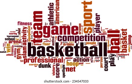 Basketball word cloud concept. Vector illustration