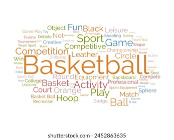 Basketball word cloud template. Sports concept vector background.