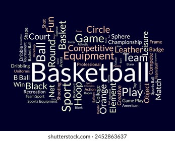 Basketball word cloud template. Sports concept vector background.