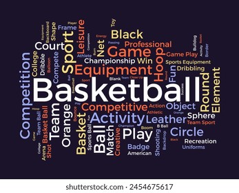 Basketball word cloud template. Sports concept vector background.