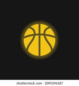 Basketball yellow glowing neon icon