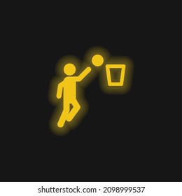 Basketball yellow glowing neon icon
