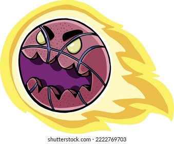 Basketball zombie burns in flight towards the basket