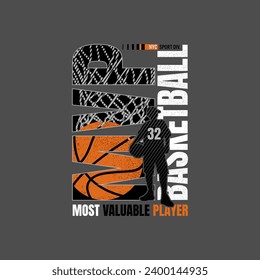 basketball,graphic tee shirt print. and other uses.vector illustration.