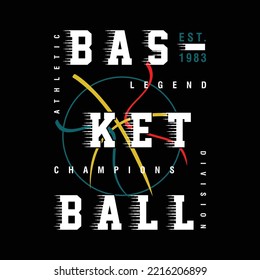 basketballl symbol typography sporty t-shirt graphic design. athletic team, print for young people apparel. vector