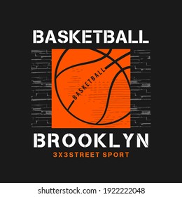 basketballl,brooklyn graphic t-shirt design, ball print, vector illustration.
