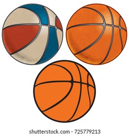 Basketballs with Realistic Dimples Including a Red, White & Blue Ball