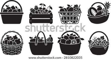Baskets and crates packed full of assorted fresh harvest fruits