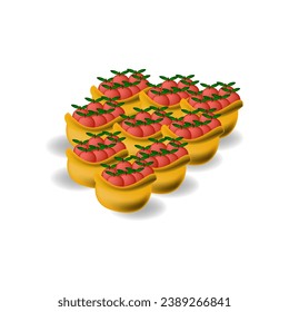 Baskets and fruits illustration with white background