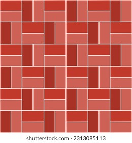 Basketweave brick vector pattern. Brick pattern. Red tone brick pattern. Seamless geometric pattern for wrapping paper, backdrop, background, wallpaper.