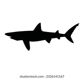 Basking Shark Black Silhouette Vector Desain