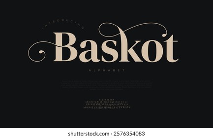 Baskot typography beauty fashion elegant minimalist serif italic fonts decorative wedding vintage retro logos. Minimal luxury font alphabet logo. Vector illustration