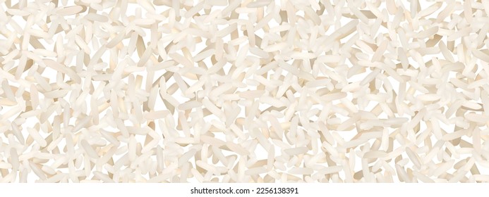 Basmati or jasmine uncooked rice seamless pattern. Vector background of raw ingredient of traditional indian, japanese, thai, or chinese food. Organic nutrition