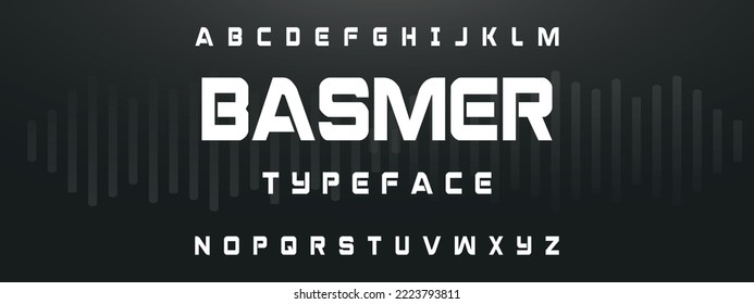 BASMER Modern Bold Font. Regular Italic Number Typography urban style alphabet fonts for fashion, sport, technology, digital, movie, logo design, vector illustration