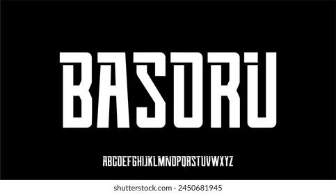 BASORU, VINTAGE RETRO ALPHABET TYPEFACE, OUTDOOR SPORTY VECTOR FONT DISPLAY