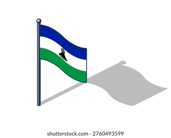 Basotho flag isometric vector illustration with shadow Basotho flag