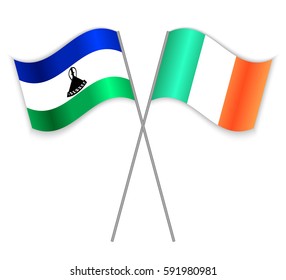 Basotho and Irish crossed flags. Lesotho combined with Ireland isolated on white. Language learning, international business or travel concept.