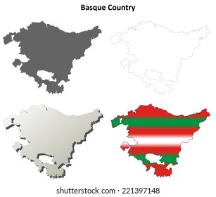 Basque Country blank detailed outline map set - Basque version