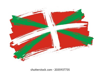 The Basque Country flag, Spain. Spanish region  banner brush style. Horizontal vector Illustration isolated on white background.  