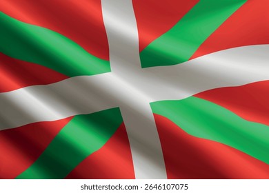 Basque Country flag waving in the wind, realistic detailed silk texture. autonomous community of Spain