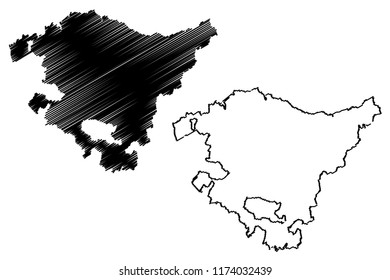 Basque Country (Kingdom of Spain, Autonomous community) map vector illustration, scribble sketch Basque Autonomous Community map