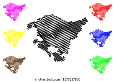Basque Country (Kingdom of Spain, Autonomous community) map vector illustration, scribble sketch Basque Autonomous Community map