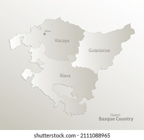 Baskische Landkarte, Verwaltungsabteilung, teilt Provinzen und Namen einzelne Region, Kartenpapier 3D Naturvektor