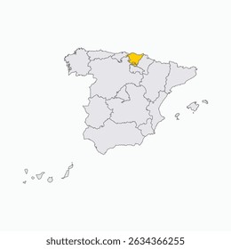 País Basco Region destacado no mapa Espanha