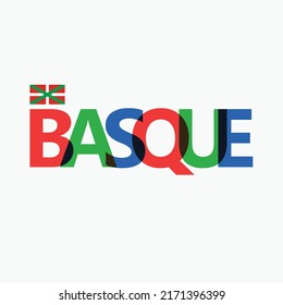 Basque Country RGB colorful overlapping letters typography with its national flag. Spanish autonomous community rainbow text decoration.