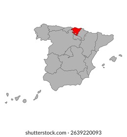 Basque Country of Spain map symbol shape, travel web flat vector illustration .