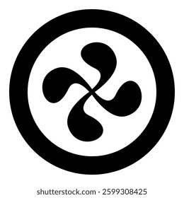 Basque Cross Lauburu Lauborou Eusko icon in circle round black color vector illustration image solid outline style simple