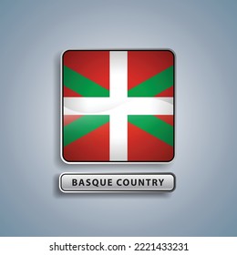 Basque lands flag square button vector illustration