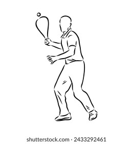 basque pelota vector line icon. playing basque pelota. sport pictogram illustration.