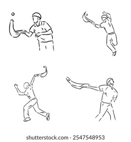 basque pelota vector line icon. playing basque pelota. sport pictogram illustration.