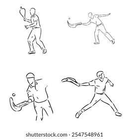 basque pelota vector line icon. playing basque pelota. sport pictogram illustration.