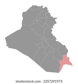 Basra Governorate map, administrative division of Iraq. Vector illustration.